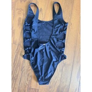 Hollister Black Swimsuit One-piece‎ Open Sides Bows Sz M Beach Fairy